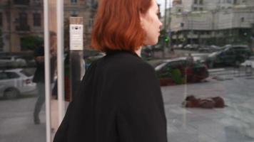 A Red Haired Business Woman Working Outdoors video