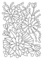 bosquejo de flores dibujado a mano para adultos libro para colorear vector