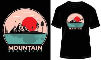 gráfico de diseño de camiseta de aventura de montaña vector