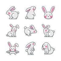 Rabbit Icon Set Collection vector