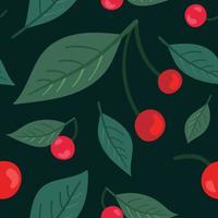 Cherry seamless pattern. Hand drawn vector illustration. Suitable for website, stickers, wedding invitations, gift cards.