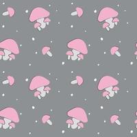 Seamless pattern with pink mushrooms and snow vector