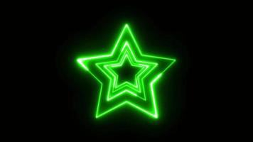 GREEN neon star looping technology on black background. 4K 60Fps stock videos