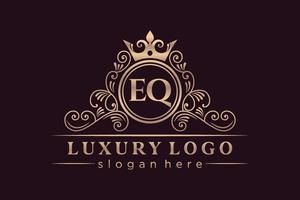 eq letra inicial oro caligráfico femenino floral dibujado a mano monograma heráldico antiguo estilo vintage diseño de logotipo de lujo vector premium