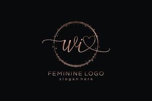 Initial WI handwriting logo with circle template vector logo of initial wedding, fashion, floral and botanical with creative template.