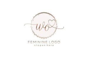 Initial WO handwriting logo with circle template vector logo of initial wedding, fashion, floral and botanical with creative template.