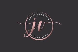 Initial JV handwriting logo with circle template vector signature, wedding, fashion, floral and botanical with creative template.