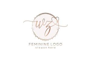 Initial WZ handwriting logo with circle template vector logo of initial wedding, fashion, floral and botanical with creative template.