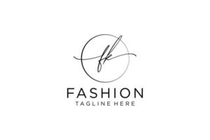 initial FK Feminine logo beauty monogram and elegant logo design, handwriting logo of initial signature, wedding, fashion, floral and botanical with creative template. vector