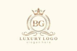 Initial BG Letter Royal Luxury Logo template in vector art for Restaurant, Royalty, Boutique, Cafe, Hotel, Heraldic, Jewelry, Fashion and other vector illustration.