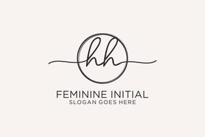 Initial HH handwriting logo with circle template vector logo of initial signature, wedding, fashion, floral and botanical with creative template.