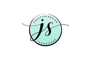 Initial JS handwriting logo with circle template vector signature, wedding, fashion, floral and botanical with creative template.