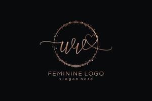 Initial WV handwriting logo with circle template vector logo of initial wedding, fashion, floral and botanical with creative template.