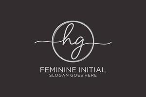 Initial HG handwriting logo with circle template vector logo of initial signature, wedding, fashion, floral and botanical with creative template.