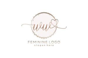 Initial WW handwriting logo with circle template vector logo of initial wedding, fashion, floral and botanical with creative template.