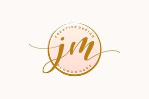 Initial JM handwriting logo with circle template vector signature, wedding, fashion, floral and botanical with creative template.