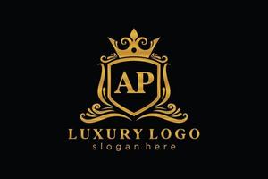 Initial AP Letter Royal Luxury Logo template in vector art for Restaurant, Royalty, Boutique, Cafe, Hotel, Heraldic, Jewelry, Fashion and other vector illustration.