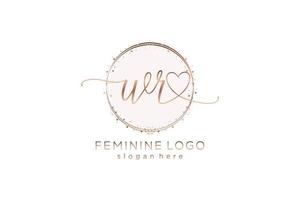 Initial WR handwriting logo with circle template vector logo of initial wedding, fashion, floral and botanical with creative template.