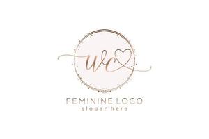 Initial WC handwriting logo with circle template vector logo of initial wedding, fashion, floral and botanical with creative template.