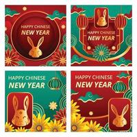 Happy Chinese New Year of The Rabbit Social Media Templates vector