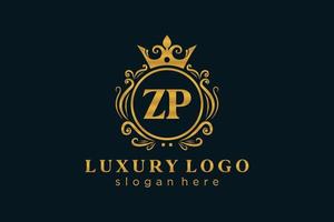 Initial ZP Letter Royal Luxury Logo template in vector art for Restaurant, Royalty, Boutique, Cafe, Hotel, Heraldic, Jewelry, Fashion and other vector illustration.