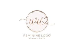 Initial WU handwriting logo with circle template vector logo of initial wedding, fashion, floral and botanical with creative template.