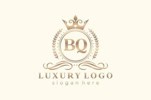 Initial BQ Letter Royal Luxury Logo template in vector art for Restaurant, Royalty, Boutique, Cafe, Hotel, Heraldic, Jewelry, Fashion and other vector illustration.