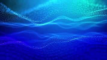 partículas de onda de color azul digital y luz con bokeh, ciberespacio y tecnología concepto de fondo abstracto de conexión digital. loopable video