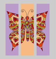 Set of bookmarks with colorful tropical butterfly. vector