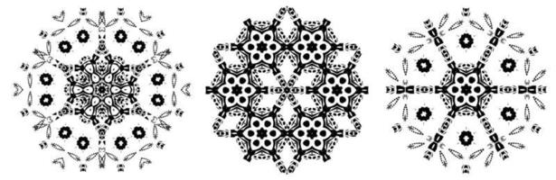 Set of circular geometric ornaments on white background. Round mandalas. vector