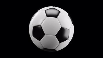 Very realistic isolated spinning soccer ball with transparent background. Infinitely looped animation. video