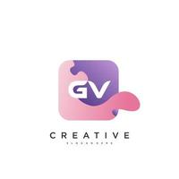 GV Initial Letter logo icon design template elements with wave colorful vector