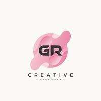 GR Initial Letter logo icon design template elements with wave colorful vector