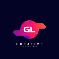 Elementos de plantilla de diseño de icono de logotipo de letra inicial gl con onda colorida vector