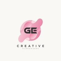GE Initial Letter logo icon design template elements with wave colorful vector