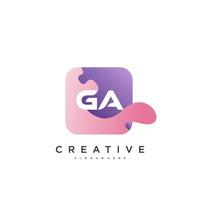 GA Initial Letter logo icon design template elements with wave colorful vector