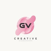 Elementos de plantilla de diseño de icono de logotipo de letra inicial gv con onda colorida vector