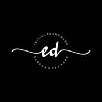 Initial ED handwriting logo template vector