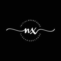 Initial NX handwriting logo template vector