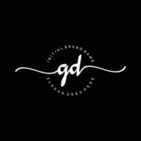 vector de plantilla de logotipo de escritura a mano gd inicial
