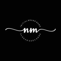 Initial NM handwriting logo template vector