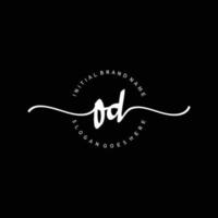 Initial OD handwriting logo template vector