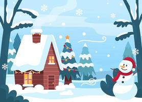 White Christmas Landscape Background vector