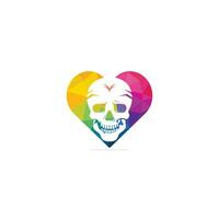 Skull with heart logo design template. Skull in vintage style. vector