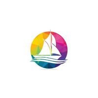 Yacht logo design. Yachting club or yacht sport team vector logo design. Marine travel adventure or yachting championship or sailing trip tournament.