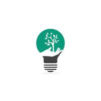 Hand tree and bulb logo design. Natural products logo. vector