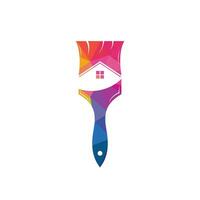 diseño del logotipo del vector de restauración del hogar. vector de icono de mantenimiento de propiedad y renovación de casa. icono de pincel de pintura en casa.