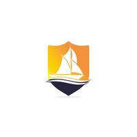 diseño de logotipo de yate. club náutico o diseño del logotipo vectorial del equipo deportivo de yates. aventura de viajes marítimos o campeonato de yates o torneo de viajes de vela. vector