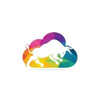 Bull cloud shape vector logo design. Simple animal vector logo design template.