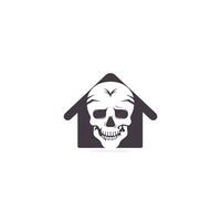 Skull with home logo design template. Skull in vintage style. vector